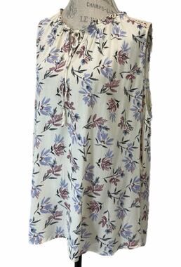 Bobeau Women’s Floral Sleeveless Blouse Tie Neck Lightweight Tank Top 3X
